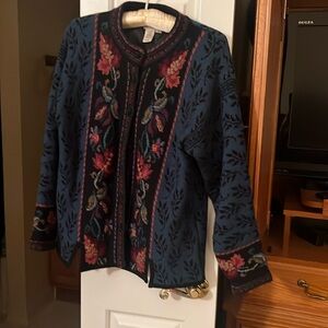 Coldwater Creek Black Wool Blend Sweater Jacket